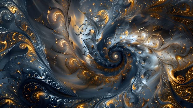 a computer generated image of a blue and gold swirl High quality