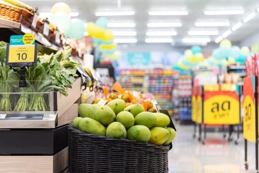 Bangkok, Thailand - November 23, 2021 : Unidentified supermarket or hypermarket is a popular destination for shopping a food and relaxing family.