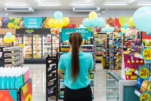 Bangkok, Thailand - November 23, 2021 : Unidentified supermarket or hypermarket is a popular destination for shopping a food and relaxing family.