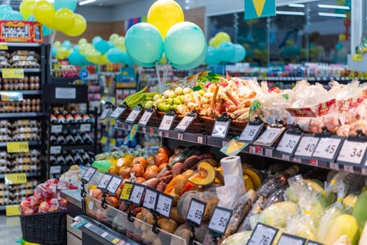 Bangkok, Thailand - November 23, 2021 : Unidentified supermarket or hypermarket is a popular destination for shopping a food and relaxing family.