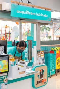 Bangkok, Thailand - November 23, 2021 : Unidentified supermarket or hypermarket is a popular destination for shopping a food and relaxing family.