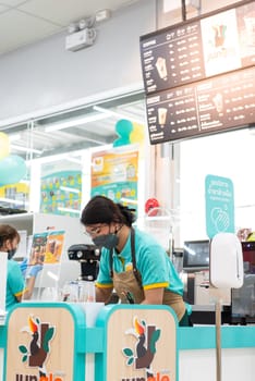 Bangkok, Thailand - November 23, 2021 : Unidentified supermarket or hypermarket is a popular destination for shopping a food and relaxing family.