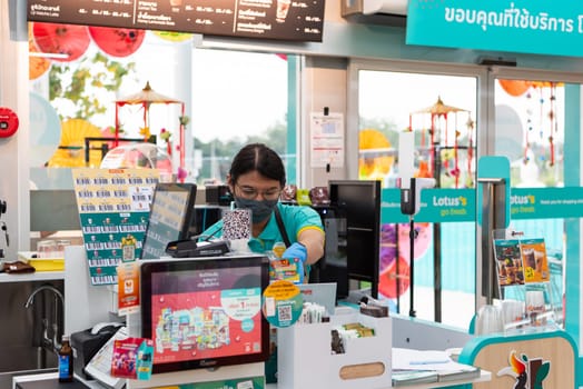 Bangkok, Thailand - November 23, 2021 : Unidentified supermarket or hypermarket is a popular destination for shopping a food and relaxing family.