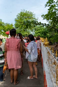 Suphanburi, Thailand - June 12, 2022 : Ordination ceremony in buddhist Thai monk ritual for change man to monk in ordination ceremony in buddhist in Thailand