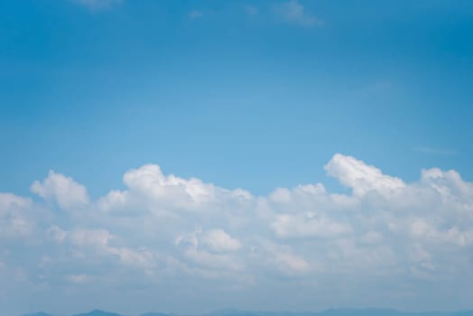 Cloudscape of natural sky with blue sky and white clouds in the sky use for wallpaper background in concept dreamy, heaven or freedom in life