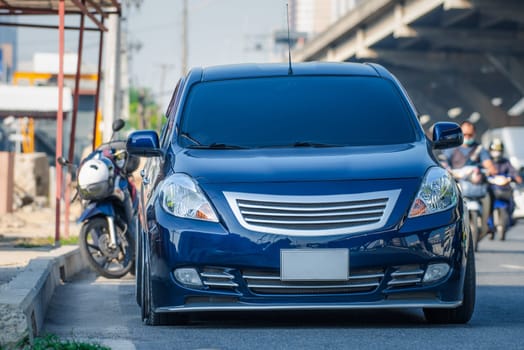 Car damaged crash from car accident on the road wait insurance in a city collision in Bangkok Road, accidents are a major problem of traffic in Thailand.