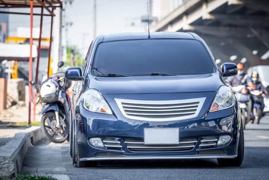 Car damaged crash from car accident on the road wait insurance in a city collision in Bangkok Road, accidents are a major problem of traffic in Thailand.