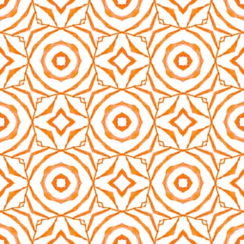 Exotic seamless pattern. Orange delicate boho chic summer design. Summer exotic seamless border. Textile ready original print, swimwear fabric, wallpaper, wrapping.