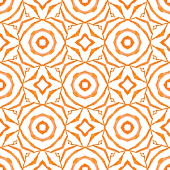 Exotic seamless pattern. Orange delicate boho chic summer design. Summer exotic seamless border. Textile ready original print, swimwear fabric, wallpaper, wrapping.