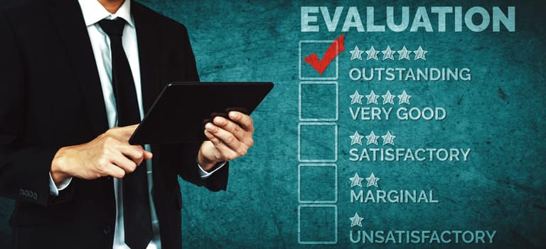 Customer review satisfaction feedback survey concept. User give rating to service experience on online application. Customer can evaluate quality of service lead to reputation ranking of business. uds