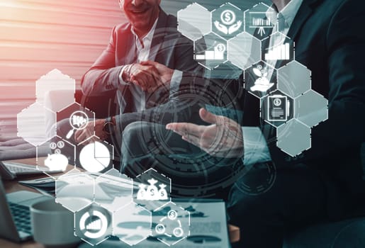 Finance and Money Transaction Technology Concept. Icon Graphic interface showing fintech trade exchange, profit statistics analysis and market analyst service in modern computer application. uds