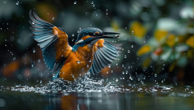 Observing the graceful flight of a bird over the glistening body of water, amidst ducks, geese, and swans, showcasing the beauty of natures liquid canvas