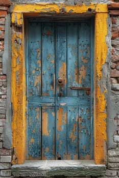 A weathered wooden door in a historic building, evoking stories of the past.