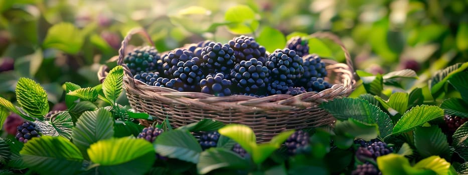 blackberry, in a basket in the garden. selective focus. food.