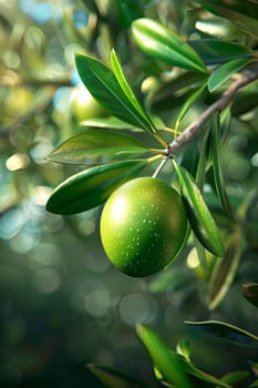 olives on a branch in the garden. selective focus. food.