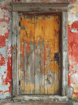 A weathered wooden door in a historic building, evoking stories of the past.