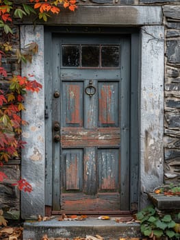 A weathered wooden door in a historic building, evoking stories of the past.