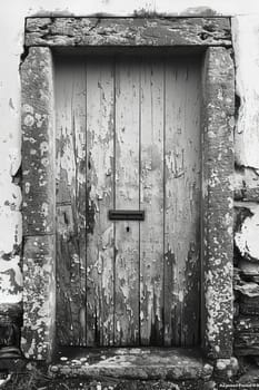 A weathered wooden door in a historic building, evoking stories of the past.