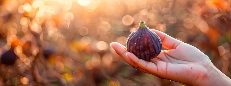 figs in hands in the garden. selective focus. food.