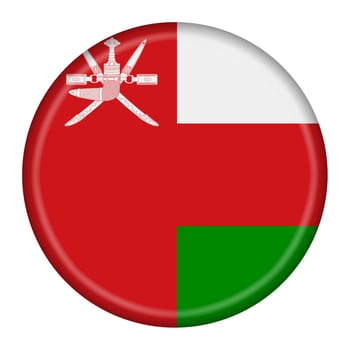An Oman flag button 3d illustration with clipping path red white green dagger swords
