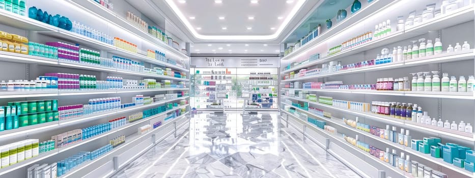 shelves with medicines in a pharmacy. selective focus. medical.