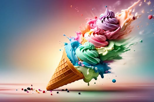 waffle cone with berry ice cream .