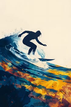 A person is enjoying the thrill of surfing on a wave with a surfboard in the ocean, engaging in water sports and recreation while using surfing equipment