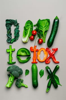 words detox from vegetables. selective focus. food.