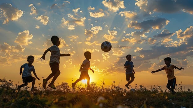 children play football on the street. Selective focus. People.