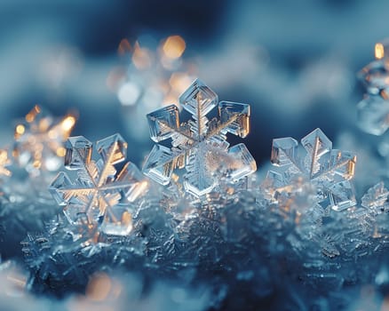 Close-up of ice crystals forming on a surface, representing winter's unique beauty.