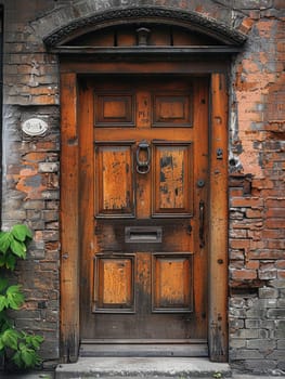 A weathered wooden door in a historic building, evoking stories of the past.