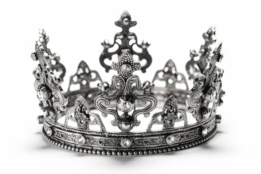 Beautuful shiny crown with medieval ornament and jeewelry. Ancient king or quenn crown. Generated AI