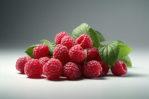 Raspberry on white background. Juicy red berry, fresh and sweet. Generated AI