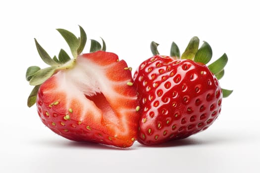 Strawberry on background. Juicy red berry, fresh and sweet. Generated AI