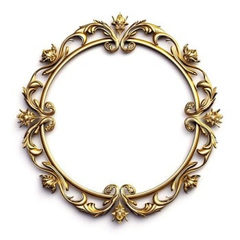 Round frame in art nouveau style with ornament. Retro frame with fairytale and magic decoration. Generated AI