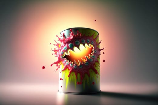 Monster can. Alluminium can with paint as a cute character. Generated AI