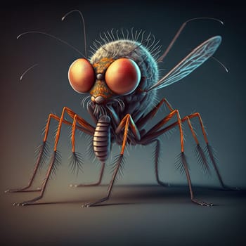 Tiny insect monster. Abstract flying creature or funny bug with cute face. Generated AI