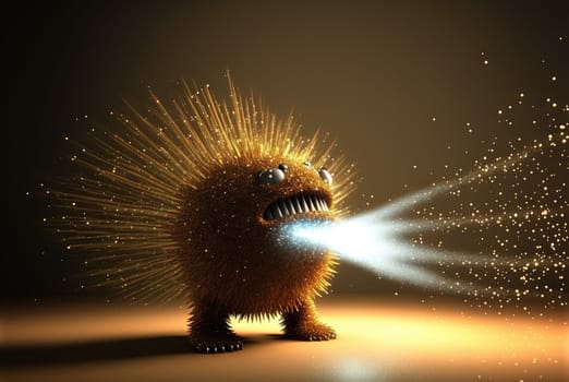 Funny monster character. Crazy cute creature with weird eyes. Generated AI