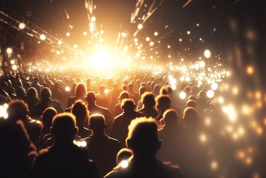 Party people on the show. Night club with lights and dancing people. Party crowd. Generated AI