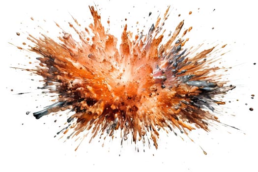 Abstract colorful powder explosion. Paint or cosmetics burst on white background. Generated AI