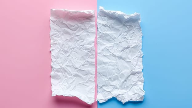 Two pieces of crumpled paper are sitting next to each other