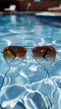 A pair of a pair of sunglasses floating in the water