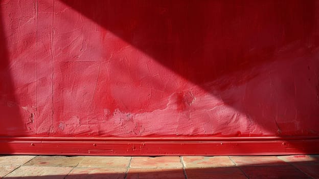 A red wall with a shadow of someone standing in front
