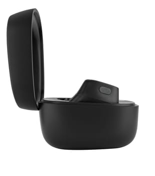 Wireless acoustic headphones, phone accessory, on white background in isolation