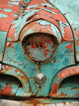 Cracked paint on an old car, suitable for vintage and decay design projects.