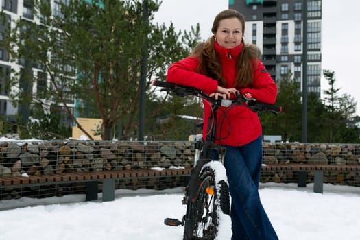 Lifestyle concept, young woman rented a bicycle.