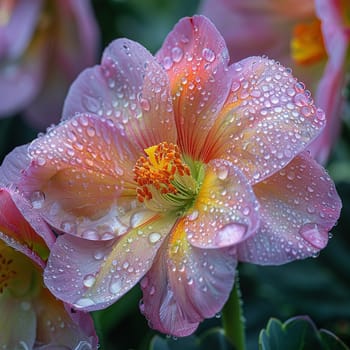 Fresh dew on a colorful garden flower, capturing the essence of spring.