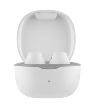 Wireless acoustic headphones, phone accessory, on white background in isolation