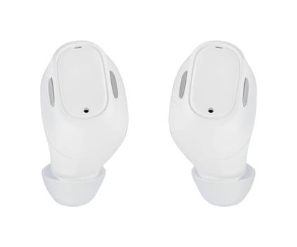 Wireless acoustic headphones, phone accessory, on white background in isolation