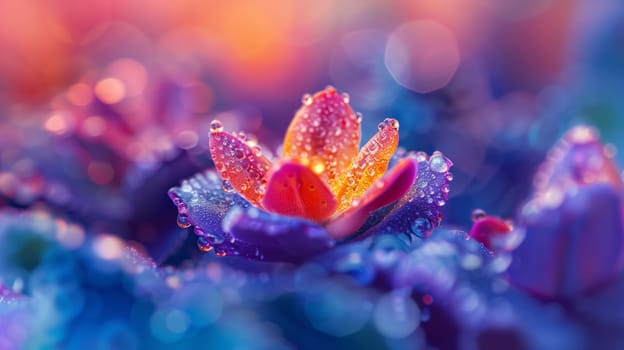A close up of a flower with water droplets on it